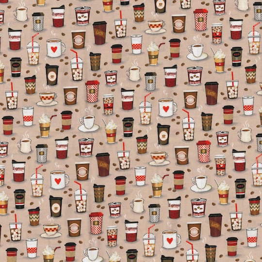 Fabric Traditions Coffee Cups Cotton Fabric